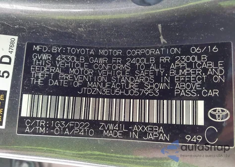 2017 Toyota Prius V Two from USA, damaged, VIN JTDZN3EU5HJ057953